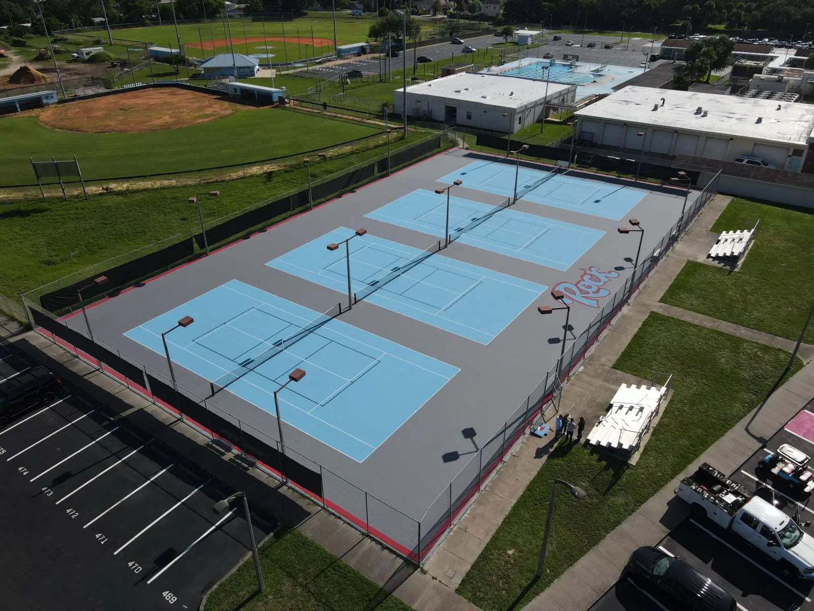 Tournament-grade courts, not weekend slabs